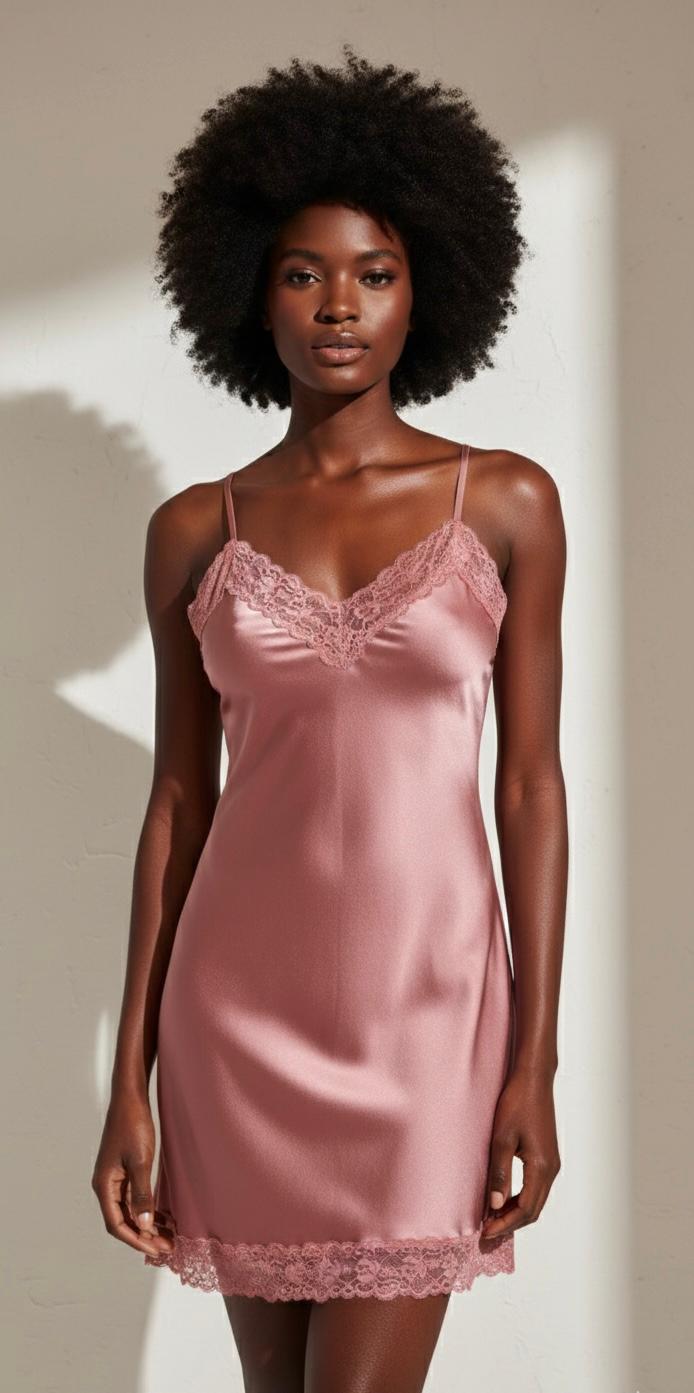 Nuisette Satin Rose Dentelle