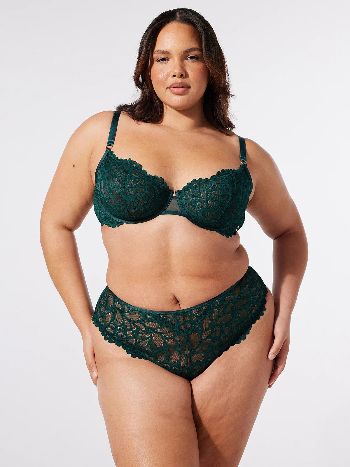 Soutien-Gorge Savage x Fenty Balconnet Dentelle Vert Émeraude