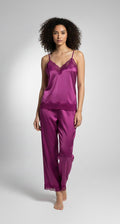 Pyjama Long Satin Dentelle - Caraco & Pantalon