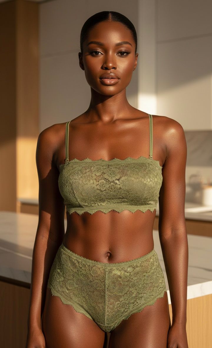 Ensemble Antime Dentelle Vert Olive