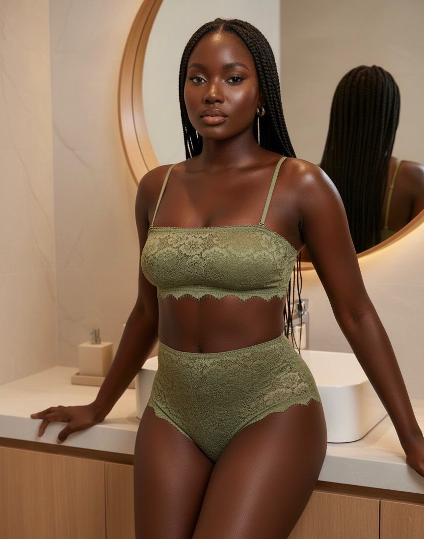 Ensemble Antime Dentelle Vert Olive